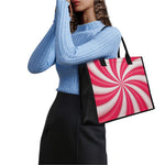 Pink Swirl Candy Print Canvas Tote Bag