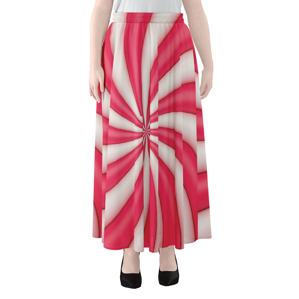 Pink Swirl Candy Print Chiffon Maxi Skirt