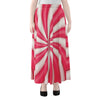 Pink Swirl Candy Print Chiffon Maxi Skirt