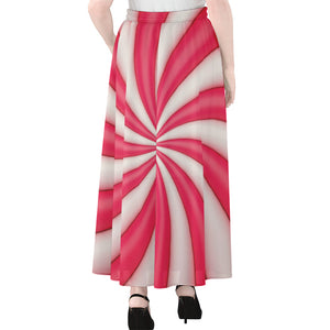 Pink Swirl Candy Print Chiffon Maxi Skirt