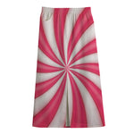 Pink Swirl Candy Print Cotton Front Slit Maxi Skirt