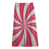 Pink Swirl Candy Print Cotton Front Slit Maxi Skirt