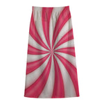 Pink Swirl Candy Print Cotton Front Slit Maxi Skirt