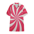 Pink Swirl Candy Print Cotton Hawaiian Shirt