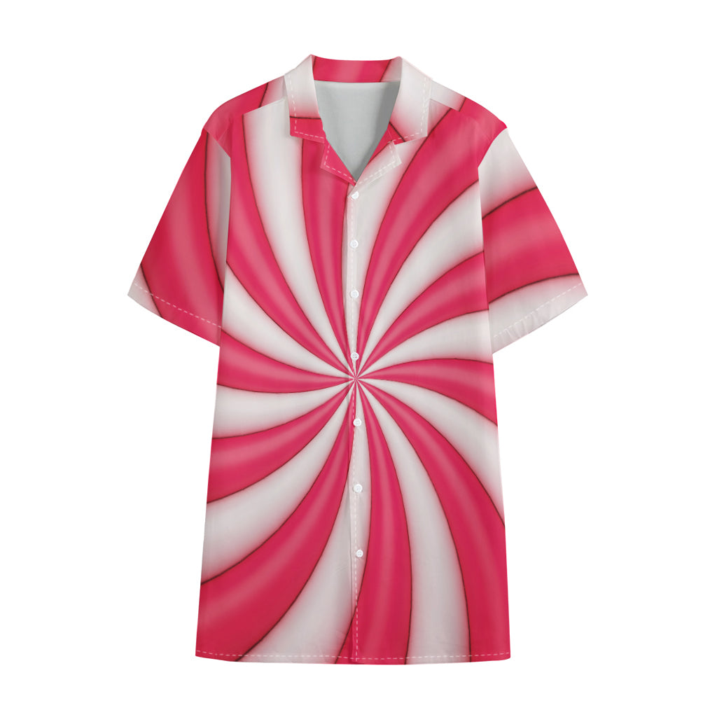 Pink Swirl Candy Print Cotton Hawaiian Shirt
