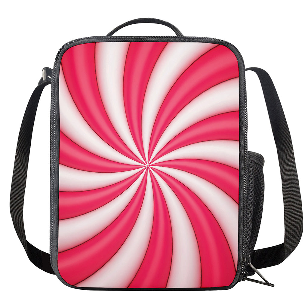 Pink Swirl Candy Print Crossbody Lunch Bag