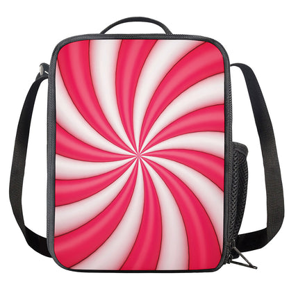 Pink Swirl Candy Print Crossbody Lunch Bag