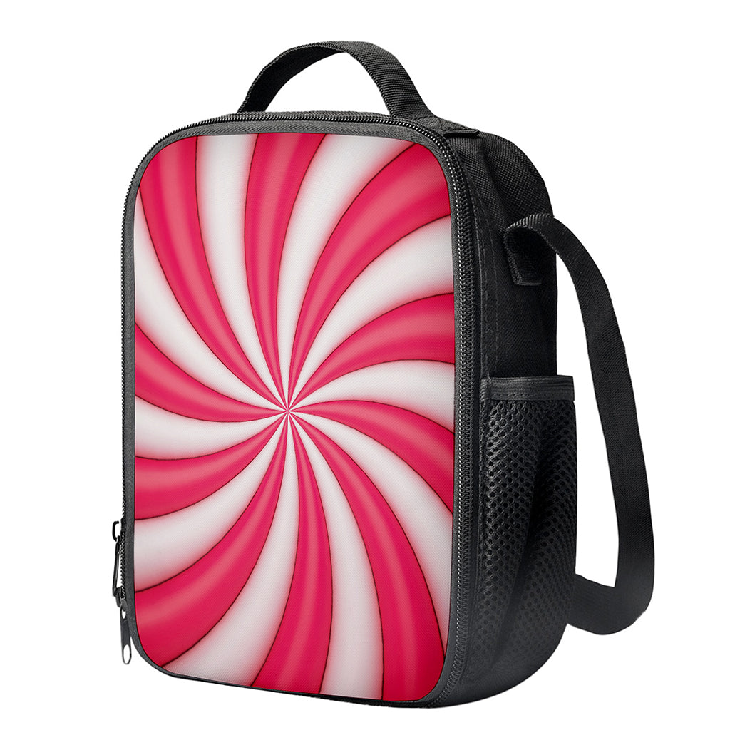 Pink Swirl Candy Print Crossbody Lunch Bag