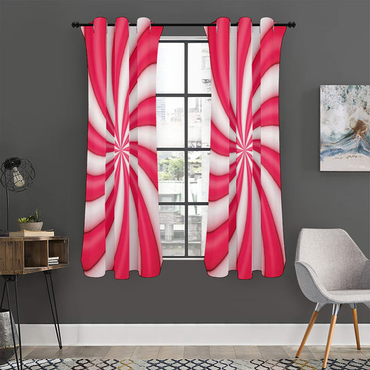Pink Swirl Candy Print Curtain