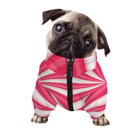 Pink Swirl Candy Print Dog Zip Up Jacket