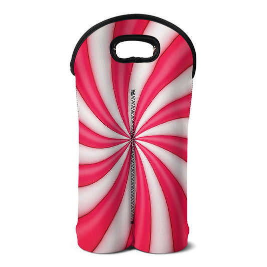 Pink Swirl Candy Print Double Neoprene Wine Tote