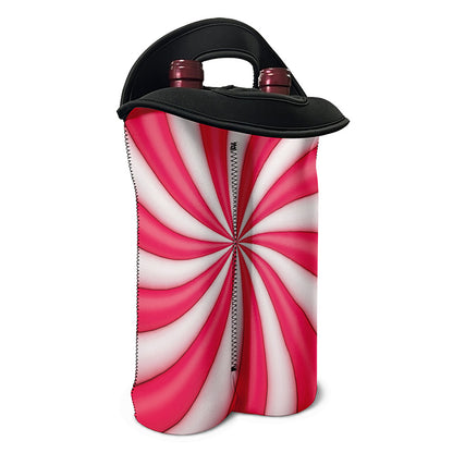 Pink Swirl Candy Print Double Neoprene Wine Tote