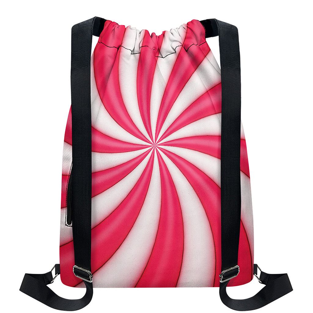 Pink Swirl Candy Print Drawstring Backpack