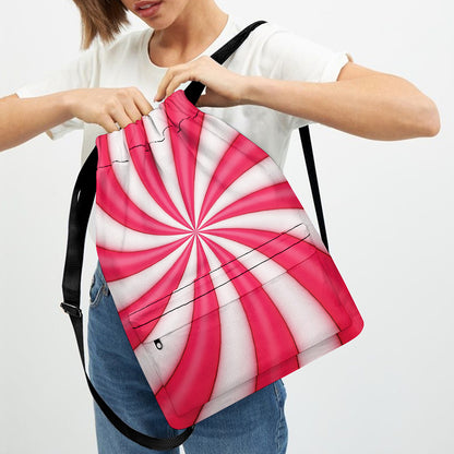 Pink Swirl Candy Print Drawstring Backpack