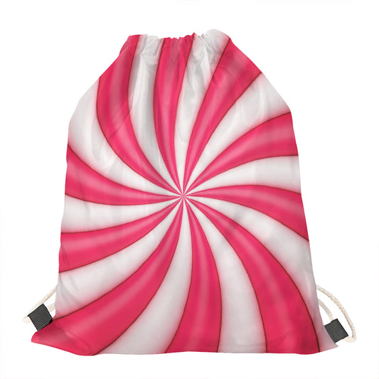 Pink Swirl Candy Print Drawstring Bag