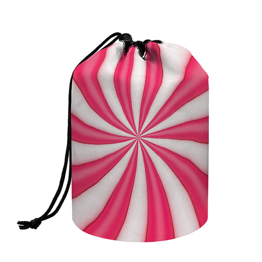 Pink Swirl Candy Print Drawstring Makeup Bag