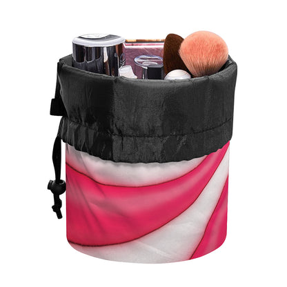 Pink Swirl Candy Print Drawstring Makeup Bag