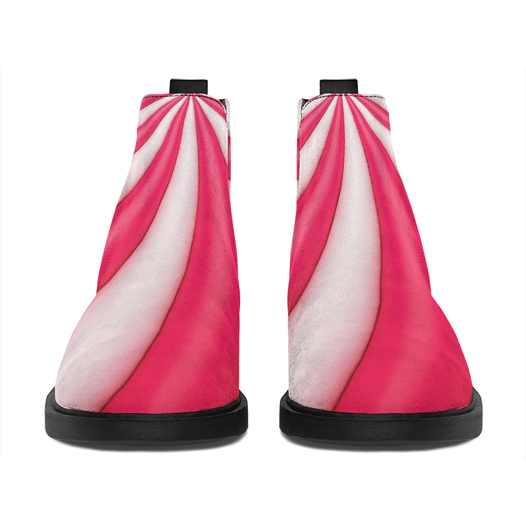 Pink Swirl Candy Print Flat Ankle Boots