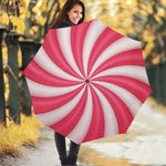 Pink Swirl Candy Print Foldable Umbrella
