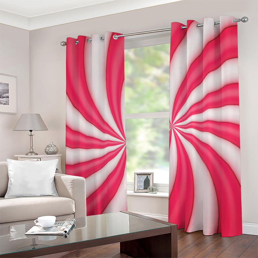 Pink Swirl Candy Print Grommet Curtains