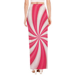 Pink Swirl Candy Print High Slit Maxi Skirt