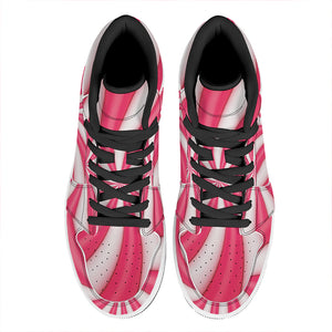 Pink Swirl Candy Print High Top Leather Sneakers