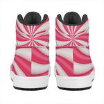 Pink Swirl Candy Print High Top Leather Sneakers