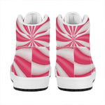 Pink Swirl Candy Print High Top Leather Sneakers