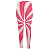 Pink Swirl Candy Print High-Waisted Pocket Leggings