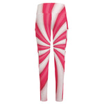 Pink Swirl Candy Print High-Waisted Pocket Leggings