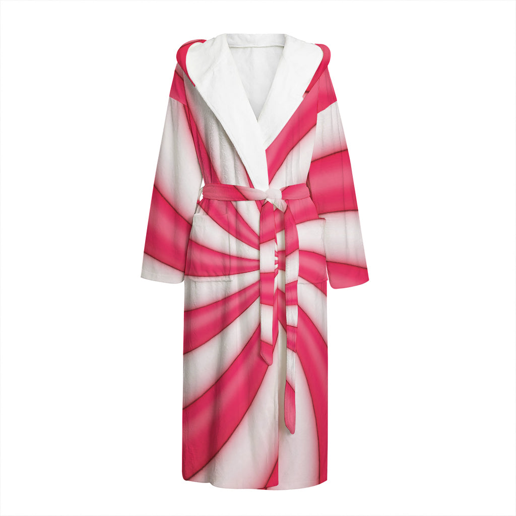 Pink Swirl Candy Print Hooded Bathrobe