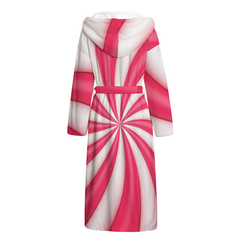 Pink Swirl Candy Print Hooded Bathrobe