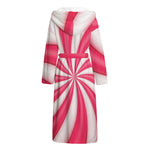 Pink Swirl Candy Print Hooded Bathrobe