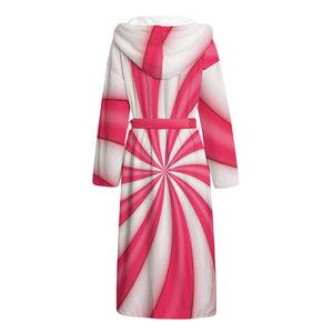 Pink Swirl Candy Print Hooded Bathrobe