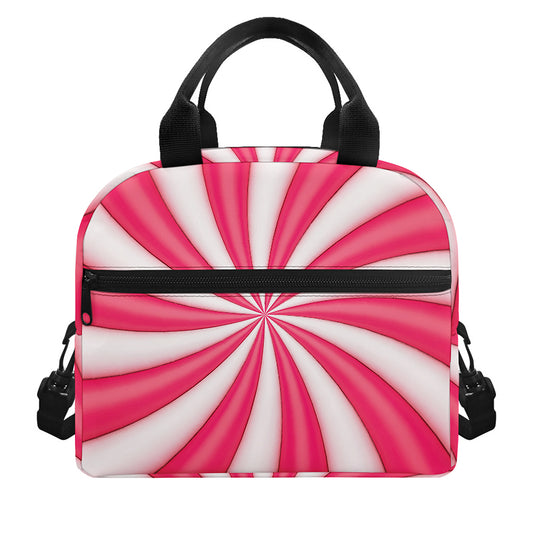 Pink Swirl Candy Print Insulated Lunch Bag