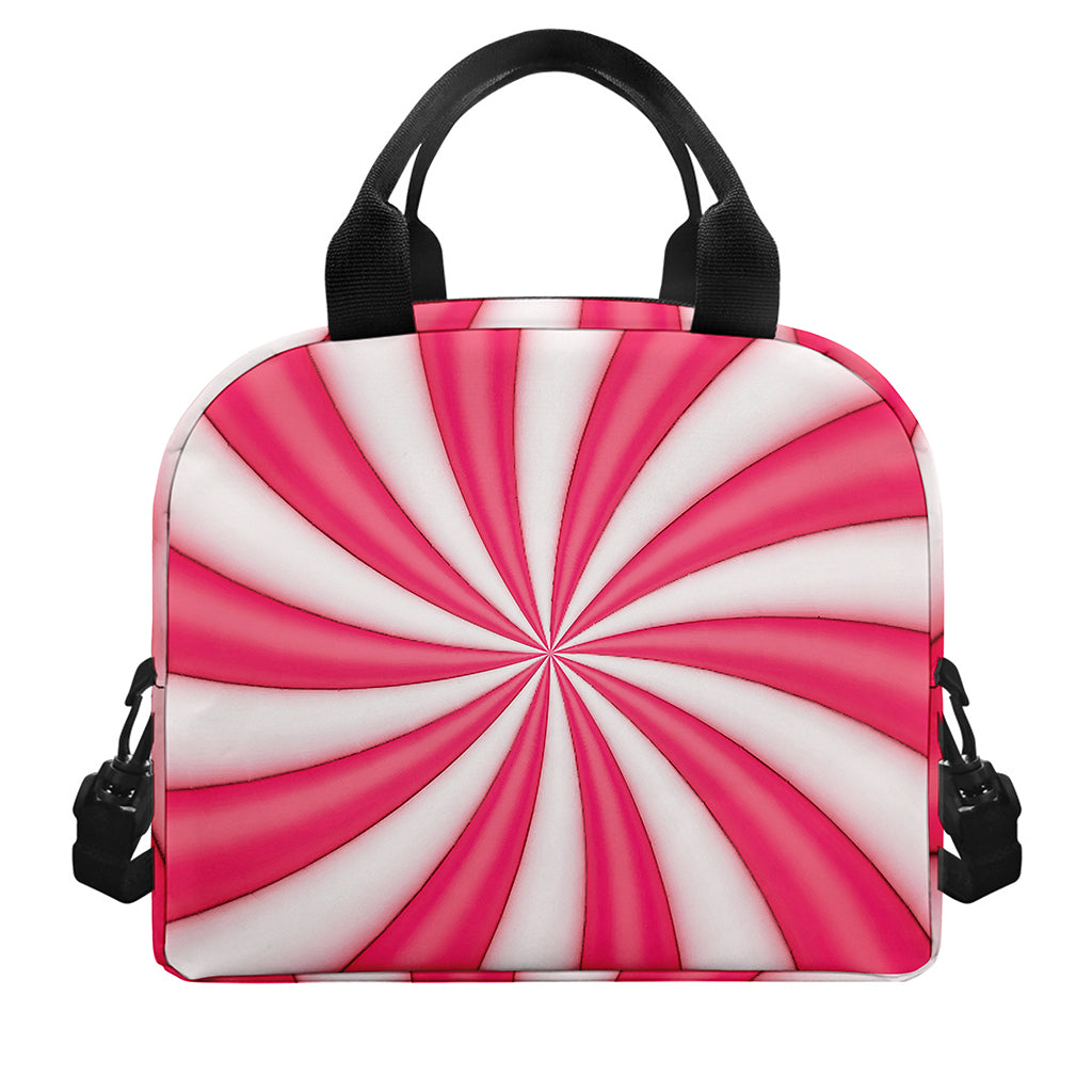 Pink Swirl Candy Print Insulated Lunch Bag