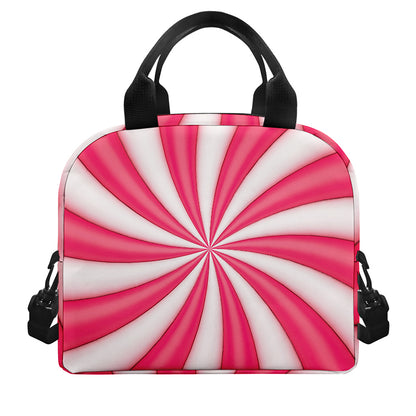 Pink Swirl Candy Print Insulated Lunch Bag