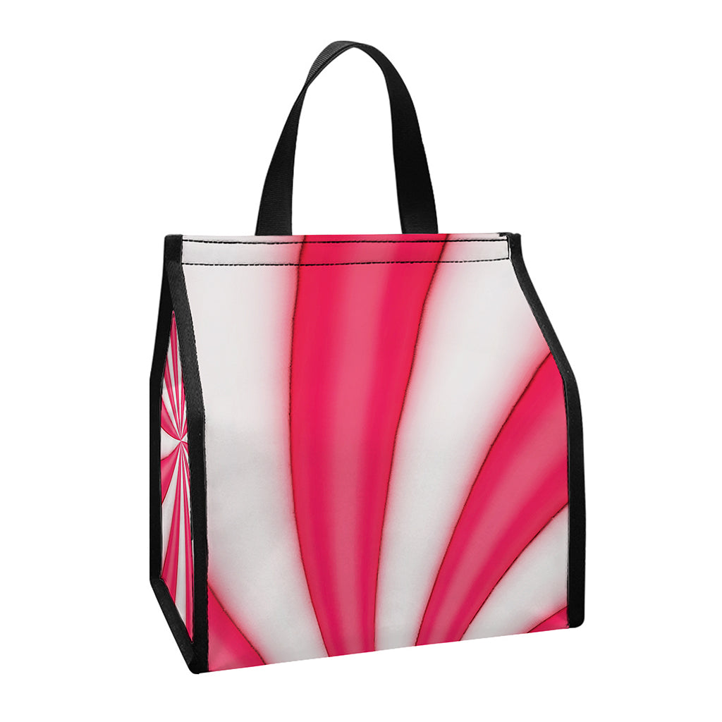 Pink Swirl Candy Print Insulated Lunch Tote
