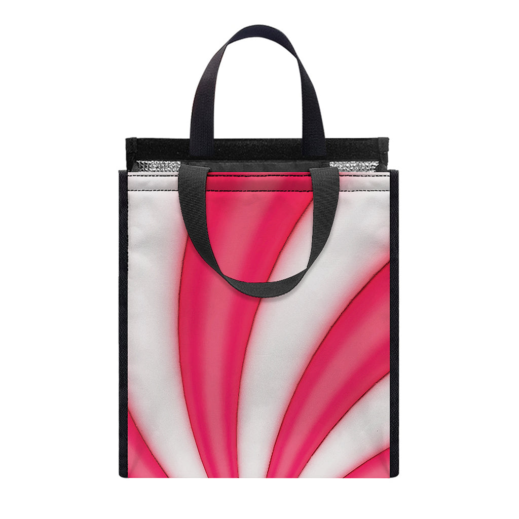 Pink Swirl Candy Print Insulated Lunch Tote