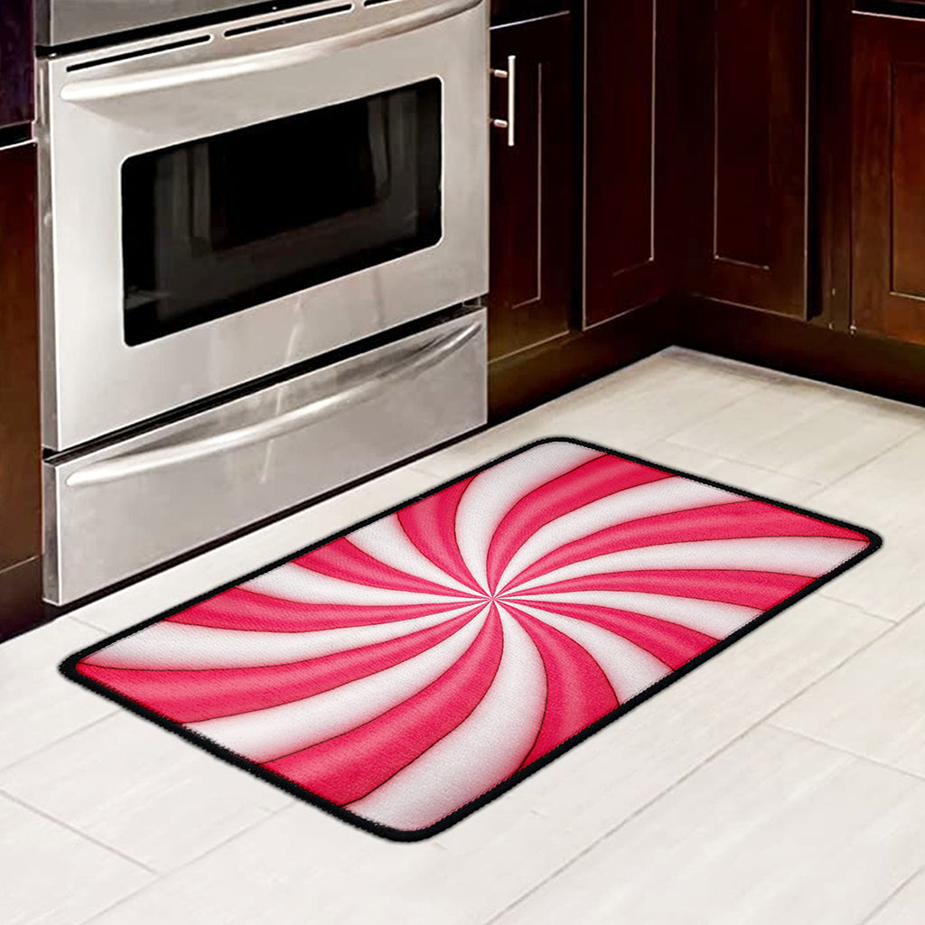 Pink Swirl Candy Print Kitchen Mat