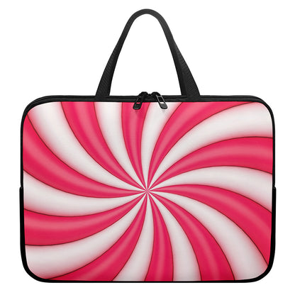 Pink Swirl Candy Print Laptop Sleeve With Handle
