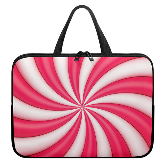 Pink Swirl Candy Print Laptop Sleeve With Handle