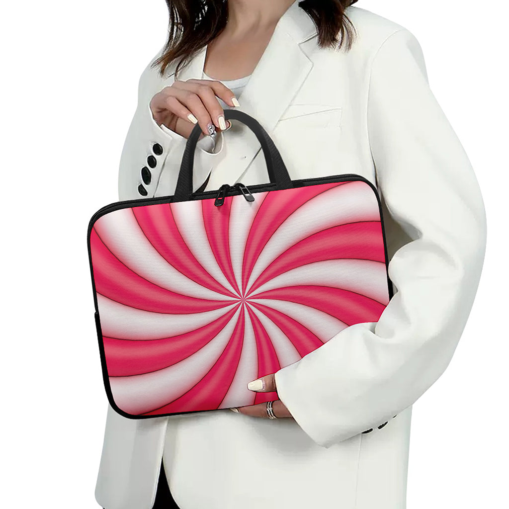 Pink Swirl Candy Print Laptop Sleeve With Handle