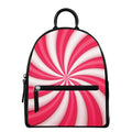 Pink Swirl Candy Print Leather Backpack