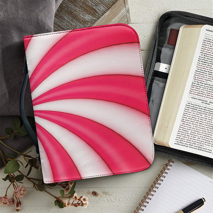 Pink Swirl Candy Print Leather Bible Cover