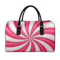 Pink Swirl Candy Print Leather Duffel Bag