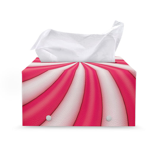Pink Swirl Candy Print Leather Tissue Box Cover