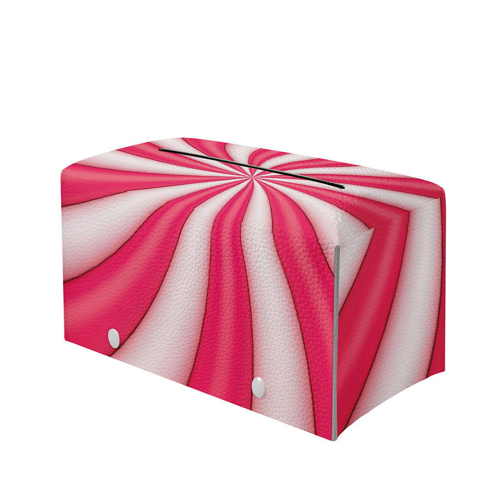 Pink Swirl Candy Print Leather Tissue Box Cover