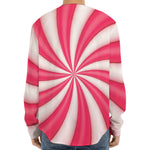 Pink Swirl Candy Print Long Sleeve Baseball Jersey