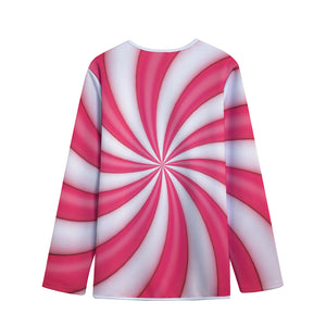 Pink Swirl Candy Print Long Sleeve Short Coat